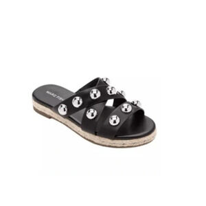 Marc Fisher Womens Studded Crisscross Strap Prisca Slide Sandals Black Size 6.5M
